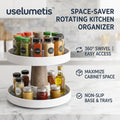 uselumetis™ 360° Rotating Kitchen Organizer | Space-Saving Cabinet Storage Turntable