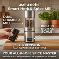 uselumetis™ Smart Herb & Spice Mill | Digital Precision Spice Grinder with Dual Chamber