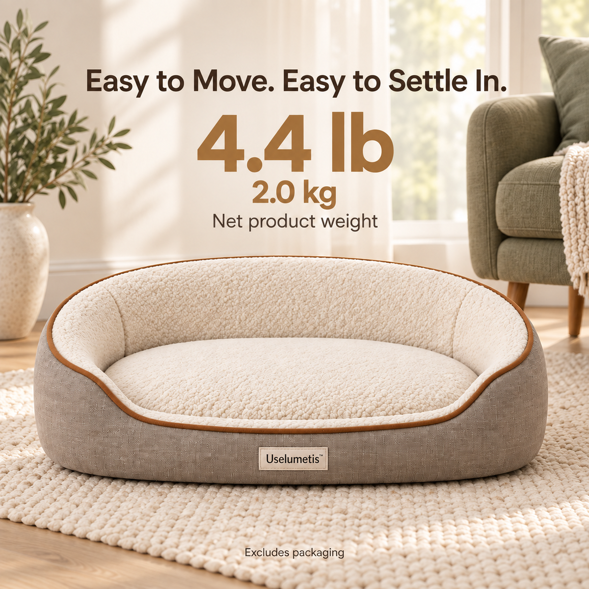 Uselumetis™ Oval Bolster Pet Bed