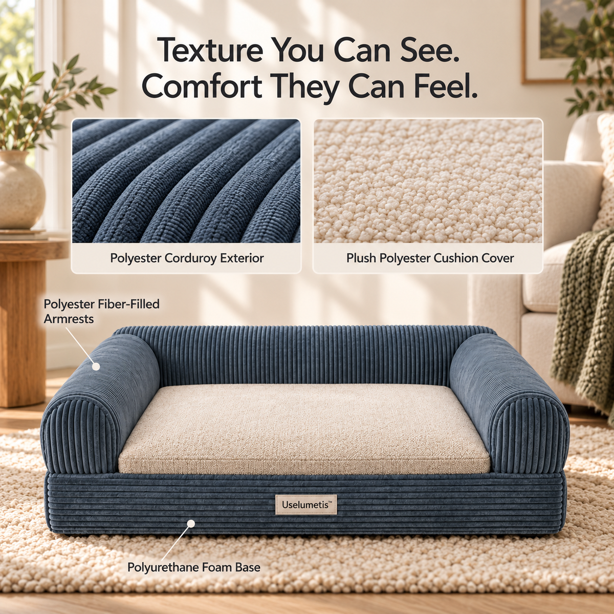 Uselumetis™ Corduroy Sofa Pet Bed