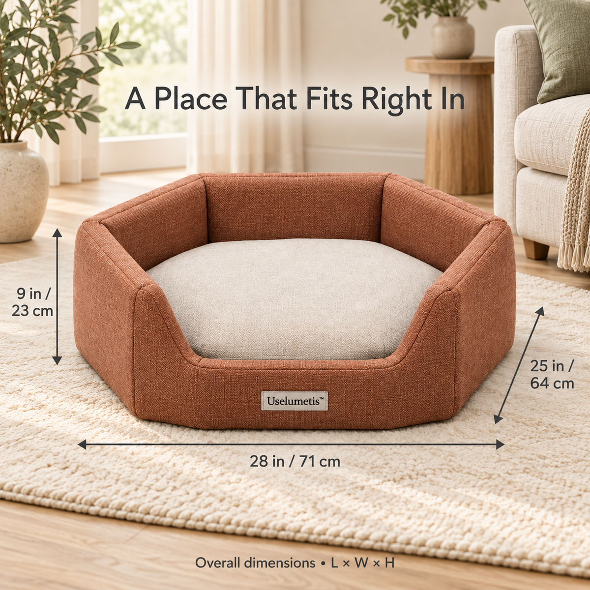 Uselumetis™ Hexagon Bolster Pet Bed