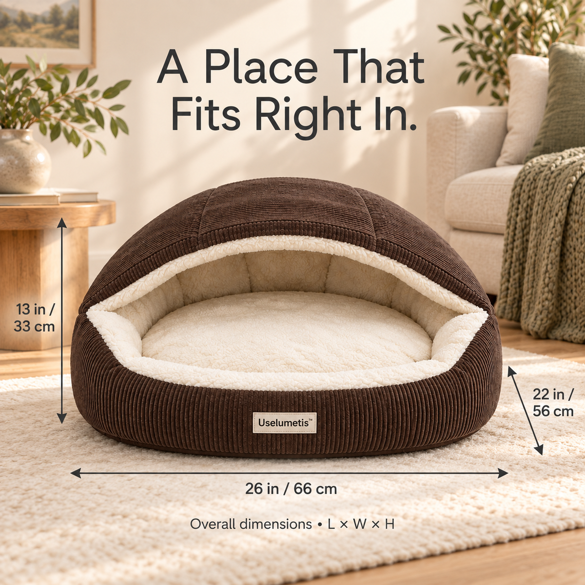 Uselumetis™ Hooded Snuggle Pet Bed