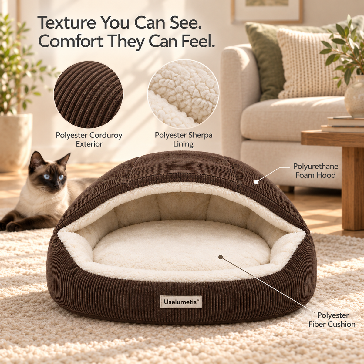 Uselumetis™ Hooded Snuggle Pet Bed