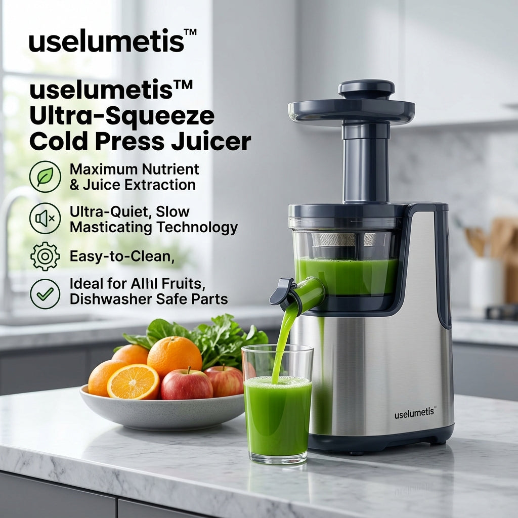 uselumetis™ Ultra-Squeeze Cold Press Juicer | Slow Masticating Juice Extractor Machine